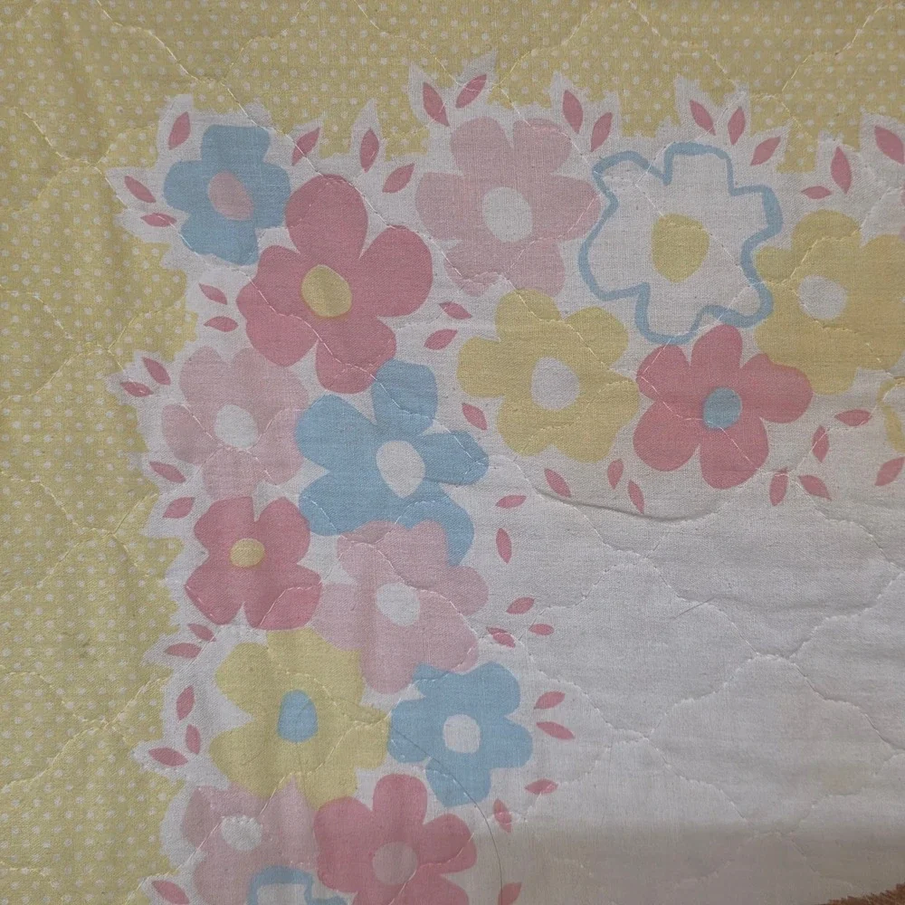 Vintage‎ 1980 Hallmark Koala Bear Baby Quilt Yellow Floral Worlds Greatest